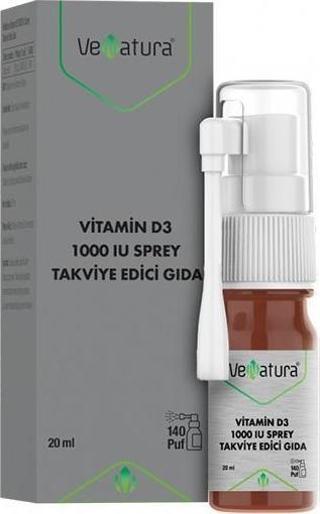 VeNatura Vitamin D3 1000 IU Sprey Takviye Edici Gıda 20 ml