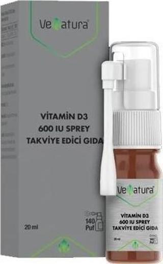 VeNatura Vitamin D3 600 IU Sprey Takviye Edici Gıda 20 ml
