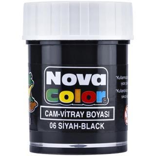 Nova Color Nc-154 Su Bazlı Cam Boyası Şişe Siyah 12 Li (1 Paket 12 Adet) 
