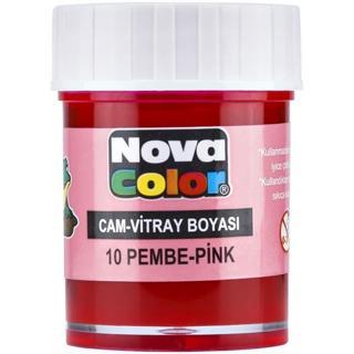 Nova Color Nc-158 Su Bazlı Cam Boyası Şişe Pembe 12 Li (1 Paket 12 Adet) 