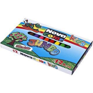 Nova Color NC-2124 Silinebilir Mum Boya Jumbo Üçgen 12 Renk