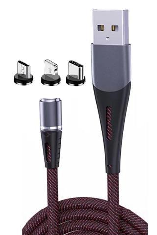 Zuidid Manyetik Mıknatıslı Işıklı Ultra Lüx Hasır Kablo Magnet Şarj Kablosu Iphone /Typec/ Micro