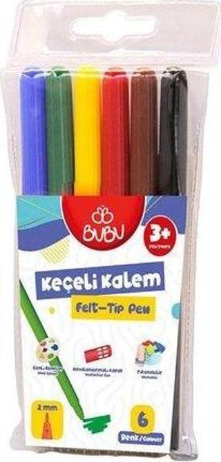 Bu-Bu Keçeli Kalem 6 Renk Pvc BUBU KEC002