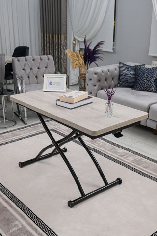 Sehpam Akıllı Akıllı Sehpa Juppo Üst Tabla Mdf Lizbon Oval Köşe Alt Ayak Siyah Dışa Kıvrım