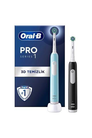 Oral-B Pro Series 1 Elektrikli Diş Fırçası Siyah - Mavi 2 Adet + 2 Diş Fırçası Başlığı