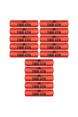 Eymarmarket Tıbbi Atık Torbası Battal Boy 75X90 Cm 400 Gr 10 Lu Rulo X 15 Paket=150 Adet (Kırmızı-Siyah Baskılı)