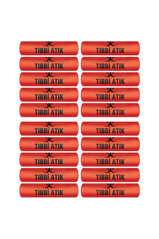 Eymarmarket Tıbbi Atık Torbası Battal Boy 75X90 Cm 400 Gr 10 Lu Rulo X 20 Paket=200 Adet (Kırmızı-Siyah Baskılı)