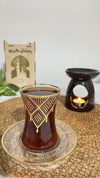 6'lI Çay Bardak Seti Filistin Kefiyesi Nakışlı 12 Parça T00001