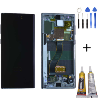 TE Samsung Note 10 N970 Uyumlu Çıtalı Servis Lcd Ekran Mavi 