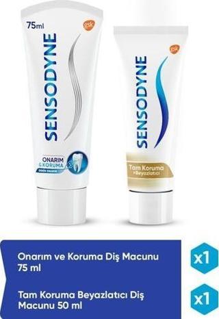 Sensodyne Onarım & Koruma Diş Macunu 75 Ml + Tam Koruma & Beyazlatıcı Diş Macunu 50 Ml