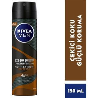 Nıvea Men Erkek Sprey Deodorant Deep Dimension Espresso 150Ml, 48 Saat Anti-Perspirant Koruma