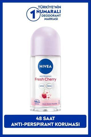 Kadın Roll-on Deodorant Fresh Cherry 50ml, Gün Boyu Ferahlık, Kiraz Kokusu, 48 Saat Ter Koruması