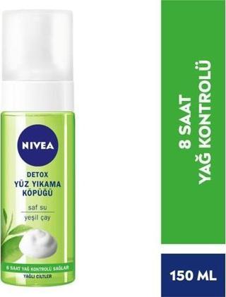 Nivea Yüz Temizleyici Yıkama KöpüğüDetox Yağlı Ciltler,150Ml,Gözenek Arındırıcı, Yeşil Çay