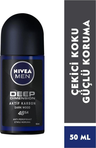 Men Erkek Roll-on Deodorant Deep Dimension 50ml, 48 Saat Anti-perspirant Koruma, Aktif Karbon