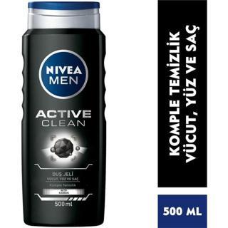 Nıvea Men Active Clean Duş Jeli 500Ml,3'Ü 1 Arada Komple Bakım, Vücut, Saç Ve Yüz İçin