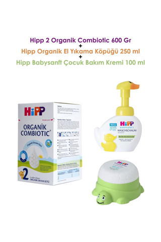 2 Organik Combiotic 600 gr (Hipp El Yıkama Köpüğü 250 ml + Çocuk Bakım Kremi 100 ml)