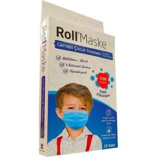 Roll Erkek Cerrahi Çocuk Maskesi 1 Kutu 10'Lu