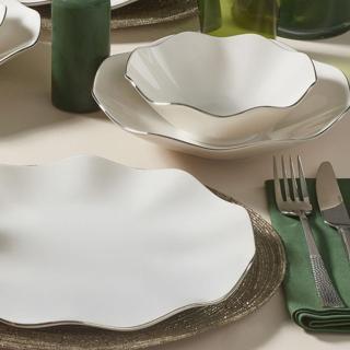 Güral Porselen Nesrin 18 Parça 6 Kişilik Yemek Takımı Gümüş File  KY 220