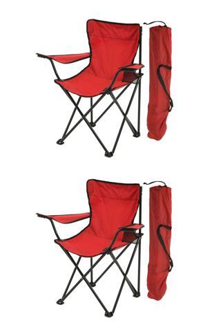 Exent 2'Lİ Rejisör Kamp Sandalyesi Katlanır Çantalı Piknik, Plaj, Balıkçı Sandalyesi- KIRMIZI