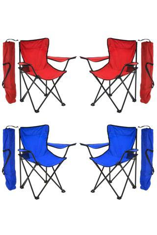 EXENT 4'LÜ Rejisör Kamp Sandalyesi Katlanır Çantalı Piknik, Plaj, Balıkçı Sandalyesi-4 ADET
