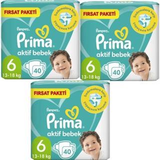 Prima Bebek Bezi Aktif Bebek 6 Beden 40 Adet Ekstra Large Fırsat Paketi