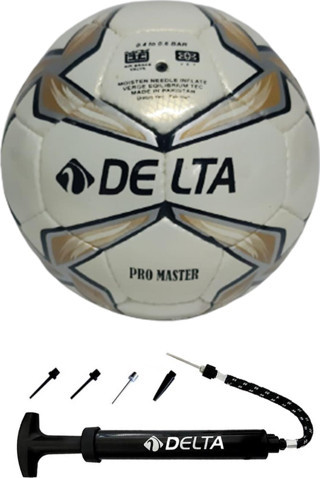 Delta Pro Master El Dikişli 5 Numara Dura-Strong Futbol Topu + Çok Fonksiyonlu Top Pompası İkili Set