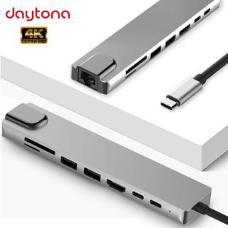 Daytona CF10 Macbook Uyumlu 8ın1 Type-C To 4K HDMI Tv Uhd 1080P 2*Type-C 2*USB 3.0Ethernet Lan 2*Sd Çevirici Adaptör
