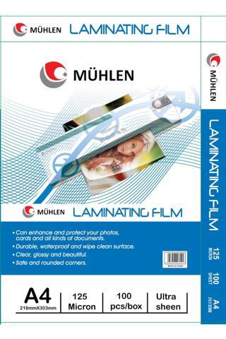 Mühlen Laminasyon Makinesi Filmi  A4 - 125 Mikron 1 Paket 100 Adet