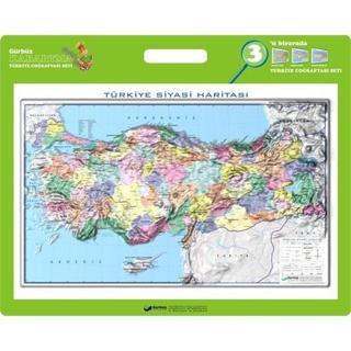 Gürbüz 25200 Kabartma Türkiye Haritası Siyasi 35X50 Cm