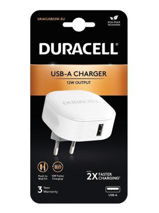 Duracell 12W Telefon / Tablet Şarj Başlığı 1xUSB 5v/2.4A - Beyaz