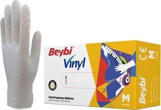 Beybi Vinyl Vinil Pudrasız Muayene Eldiveni Medium (100'lü Paket)