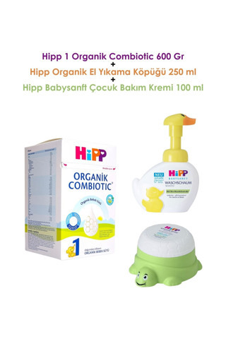 1 Organik Combiotic 600 Gr (Hipp El Yıkama Köpüğü 250 ml + Çocuk Bakım Kremi 100 ml)