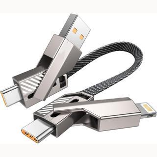 Shaza 4in1 65W USB-Type C ve Lightning Örgülü Şarj ve Data Kablosu