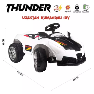 UJ Toys Thunder 12V Akülü Araba Beyaz