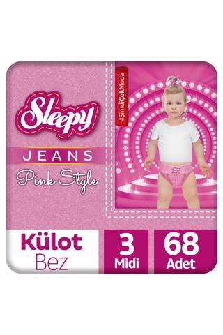 Sleepy Pink Jeans Külot Bez 3 Numara Midi 2'li Jumbo 68 Adet