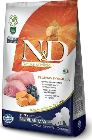 N&D Pumpkin Tahılsız Kuzu&Yaban Mersini Yavru Köpek Maması 12 Kg