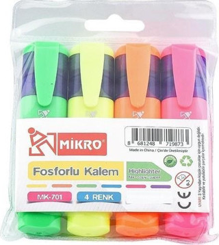 MİKRO FOSFORLU KALEM 4 LÜ 4 RENK MK-701SET
