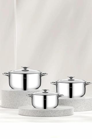 Taç Bengü Pro 6 Parça Çelik Tencere Seti (16-18-20)-8095