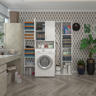 Kenzlife çamaşır makinesi dolabı veronikamegamdf byz 180*156*20 % 100 MDF full Mdf banyo arkalıksız raflı
