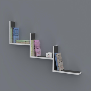 Kenzlife kitaplık günan 060*090*20 gri duvar rafı 
