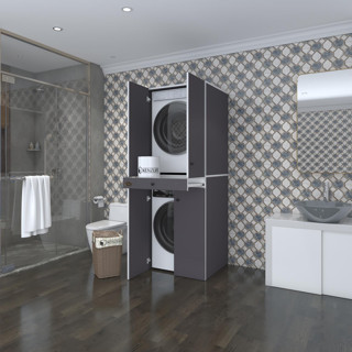 Kenzlife çamaşır-kurutma makinesi dolabı el kindi gri 187*070*60 çekmeceli kapaklı banyo