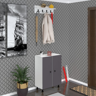 Kenzlife ayakkabılık cimcime5 gribyz 83*060*32 kapaklı 5 raflı 15 çift ayakkabı kapasitesi