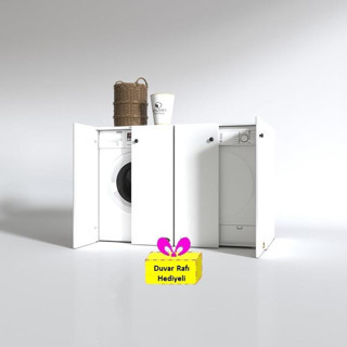Kenzlife çamaşır&kurutma&bulaşık makinesi dolabı tatyanakare byz 90*140*60 arkalıksız + tekli duvar rafı hediyeli