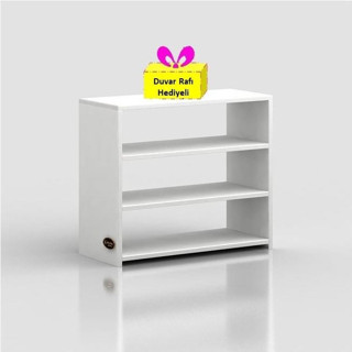 Kenzlife ayakkabılık goya byz 060*70*30 arkalıksız ayakkabı ofis dolabı + tekli duvar rafı hediyeli