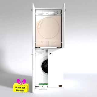Kenzlife çamaşır-kurutma makinesi dolabı kapaklı jelena byz 180*70*60 banyo çift katlı arkalıksız + tekli duvar rafı hed