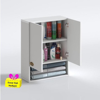 Kenzlife banyo ecza dolabı bakunin byz 60*40*20 mutfak (m)üst arkalıklı alt arkalıksız + tekli duvar rafı hediyeli