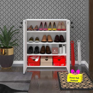 Kenzlife ayakkabılık ayakkabı dolabı kilitli be real byz 080*70*32 kapaklı arkalıklı ofis dolabı + tekli duvar rafı hedi