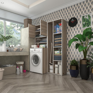 Kenzlife çamaşır makinesi dolabı hayzumsüpürge crd 180*126*55 banyo kiler çift kapaklı arkalıklı