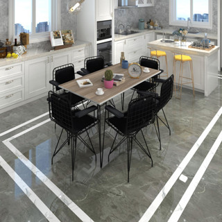 Knsz masa sandalye takımı hem75mazlum crdsyh 130*090 klçsm 6 sandalye syhsyh kolçaklı sırt minderli