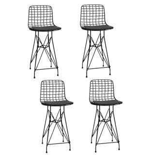 Knsz orta boy tel bar sandalyesi 4 lü mağrur syhsyh 65 cm oturma yüksekliği mutfak bahçe cafe ofis